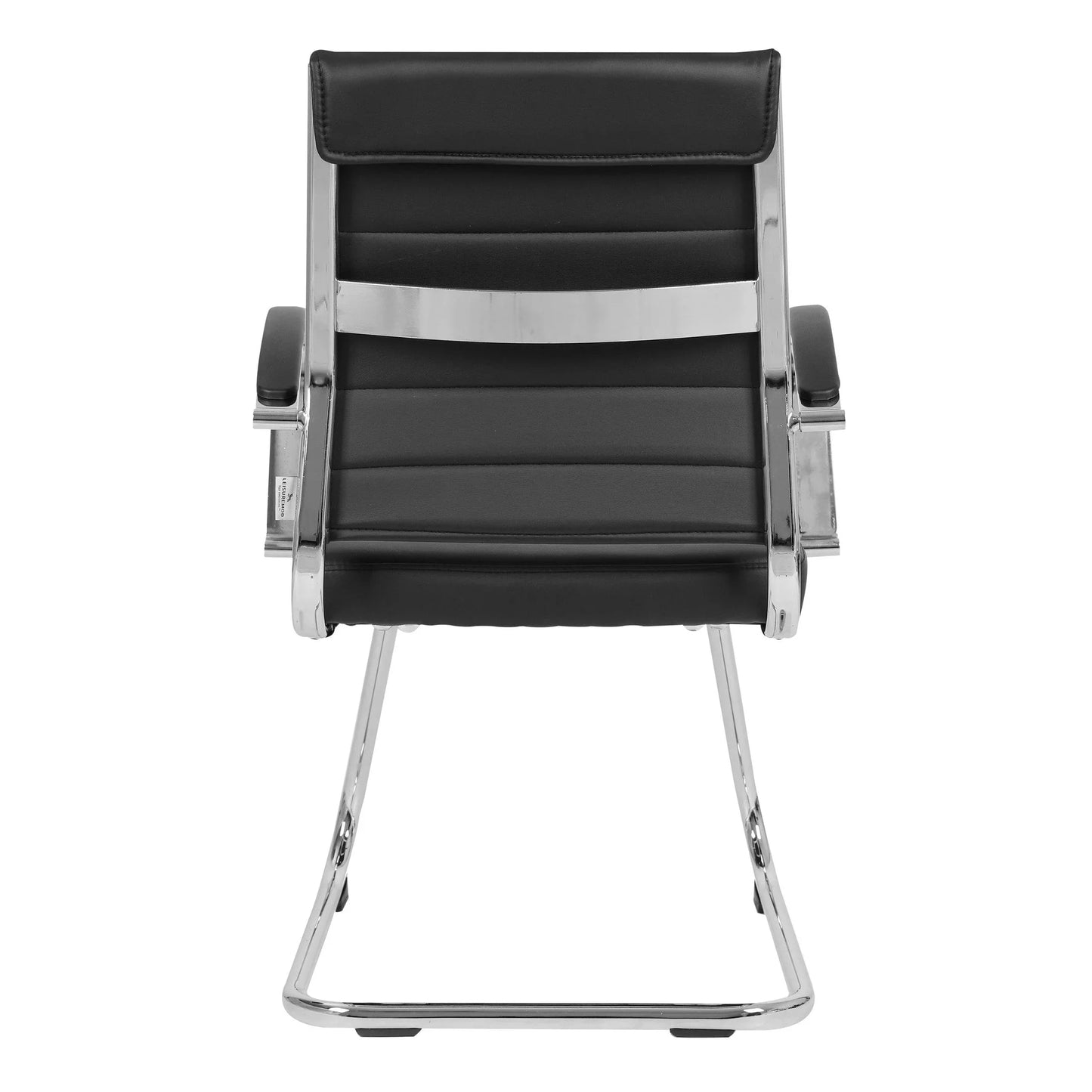 Benmar Mid-Back Office Conference Chair Upholstered in Leather with Stainless Steel Sled Base - Elax Furniture