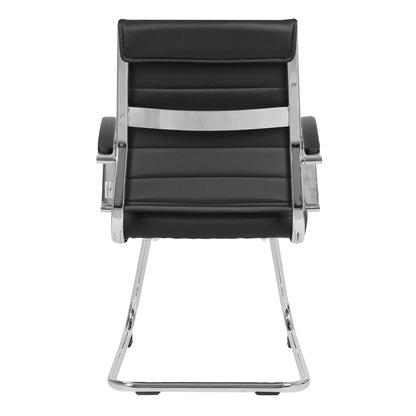 Benmar Mid-Back Office Conference Chair Upholstered in Leather with Stainless Steel Sled Base - Elax Furniture