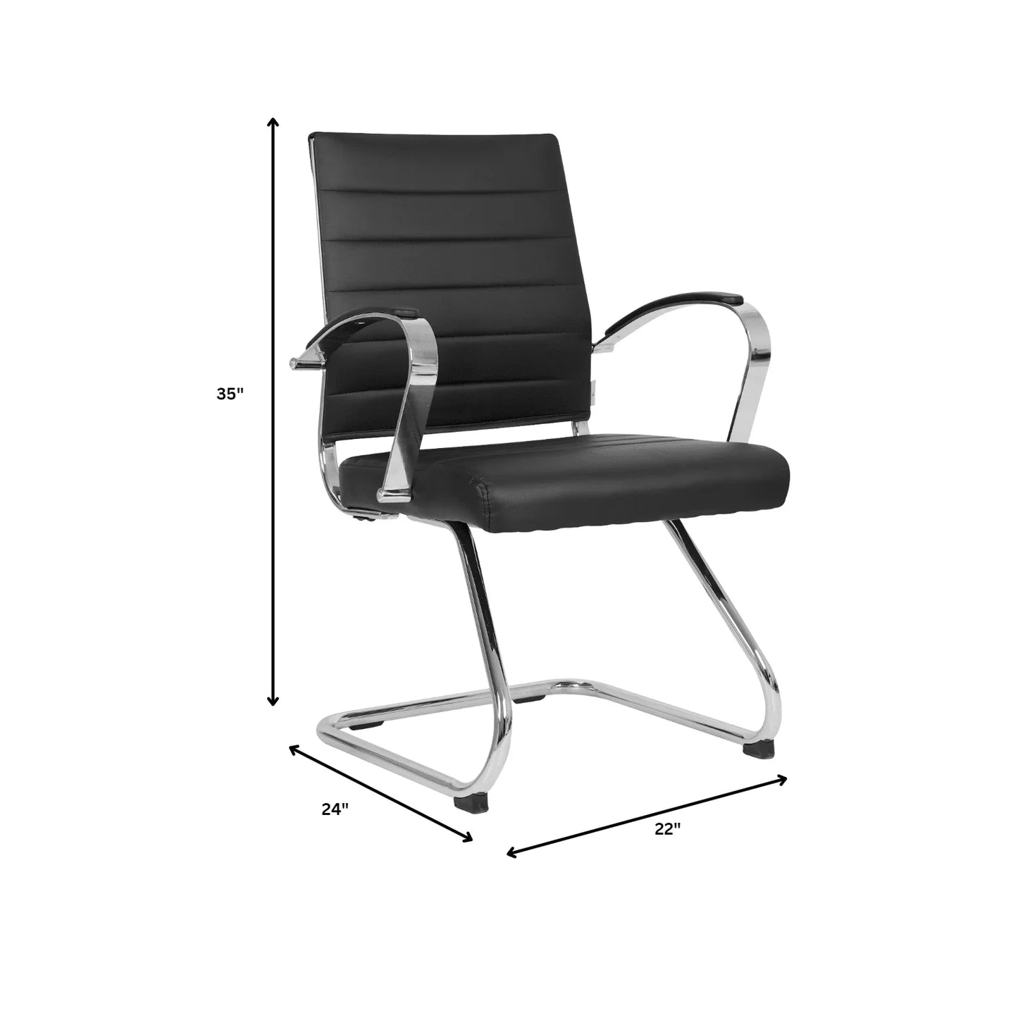 Benmar Mid-Back Office Conference Chair Upholstered in Leather with Stainless Steel Sled Base - Elax Furniture