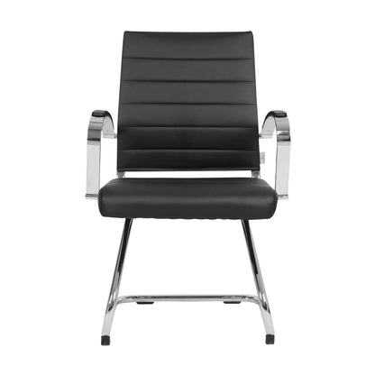 Benmar Mid-Back Office Conference Chair Upholstered in Leather with Stainless Steel Sled Base - Elax Furniture