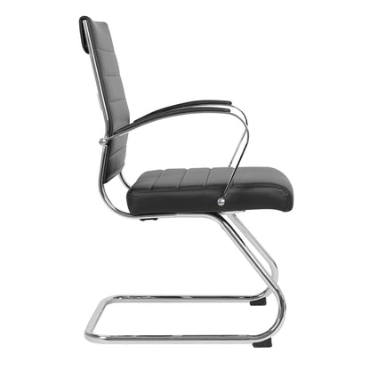 Benmar Mid-Back Office Conference Chair Upholstered in Leather with Stainless Steel Sled Base - Elax Furniture