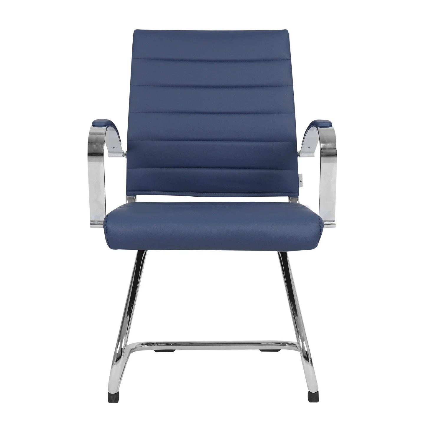 Benmar Mid-Back Office Conference Chair Upholstered in Leather with Stainless Steel Sled Base - Elax Furniture