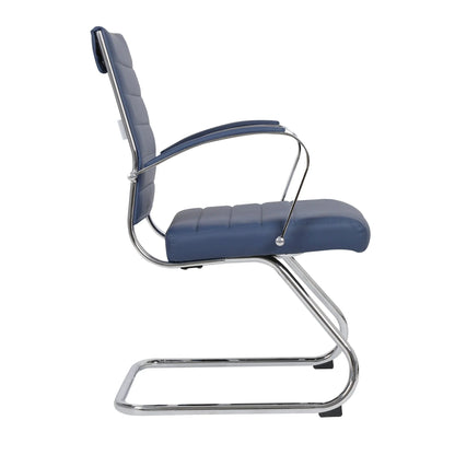 Benmar Mid-Back Office Conference Chair Upholstered in Leather with Stainless Steel Sled Base - Elax Furniture
