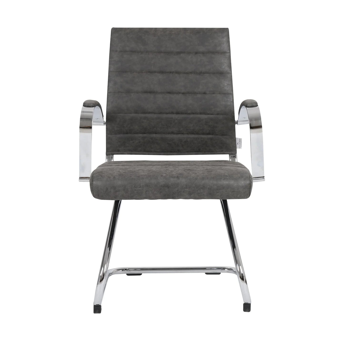 Benmar Mid-Back Office Conference Chair Upholstered in Leather with Stainless Steel Sled Base - Elax Furniture