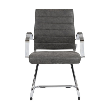 Benmar Mid-Back Office Conference Chair Upholstered in Leather with Stainless Steel Sled Base - Elax Furniture