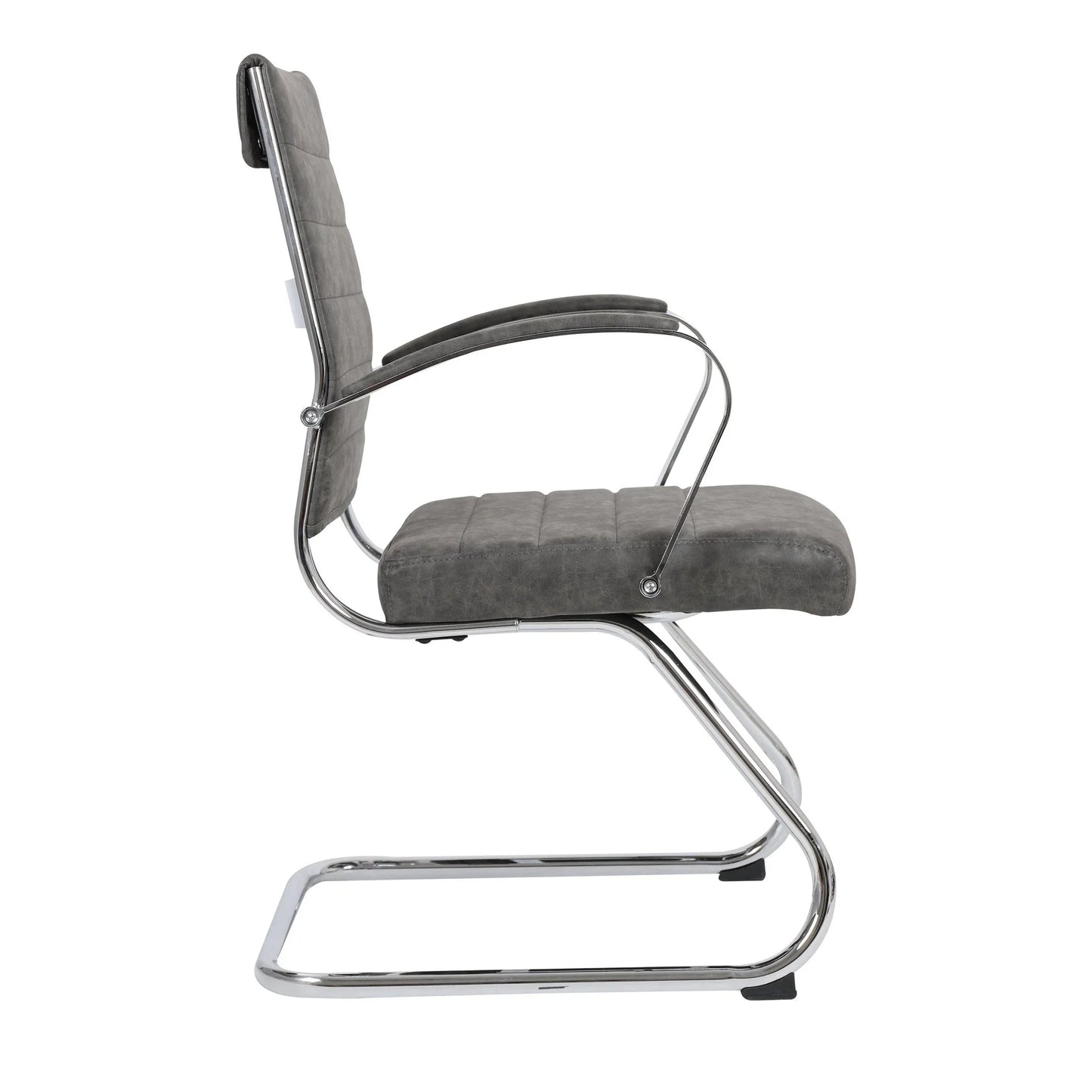 Benmar Mid-Back Office Conference Chair Upholstered in Leather with Stainless Steel Sled Base - Elax Furniture