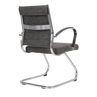 Benmar Mid-Back Office Conference Chair Upholstered in Leather with Stainless Steel Sled Base - Elax Furniture