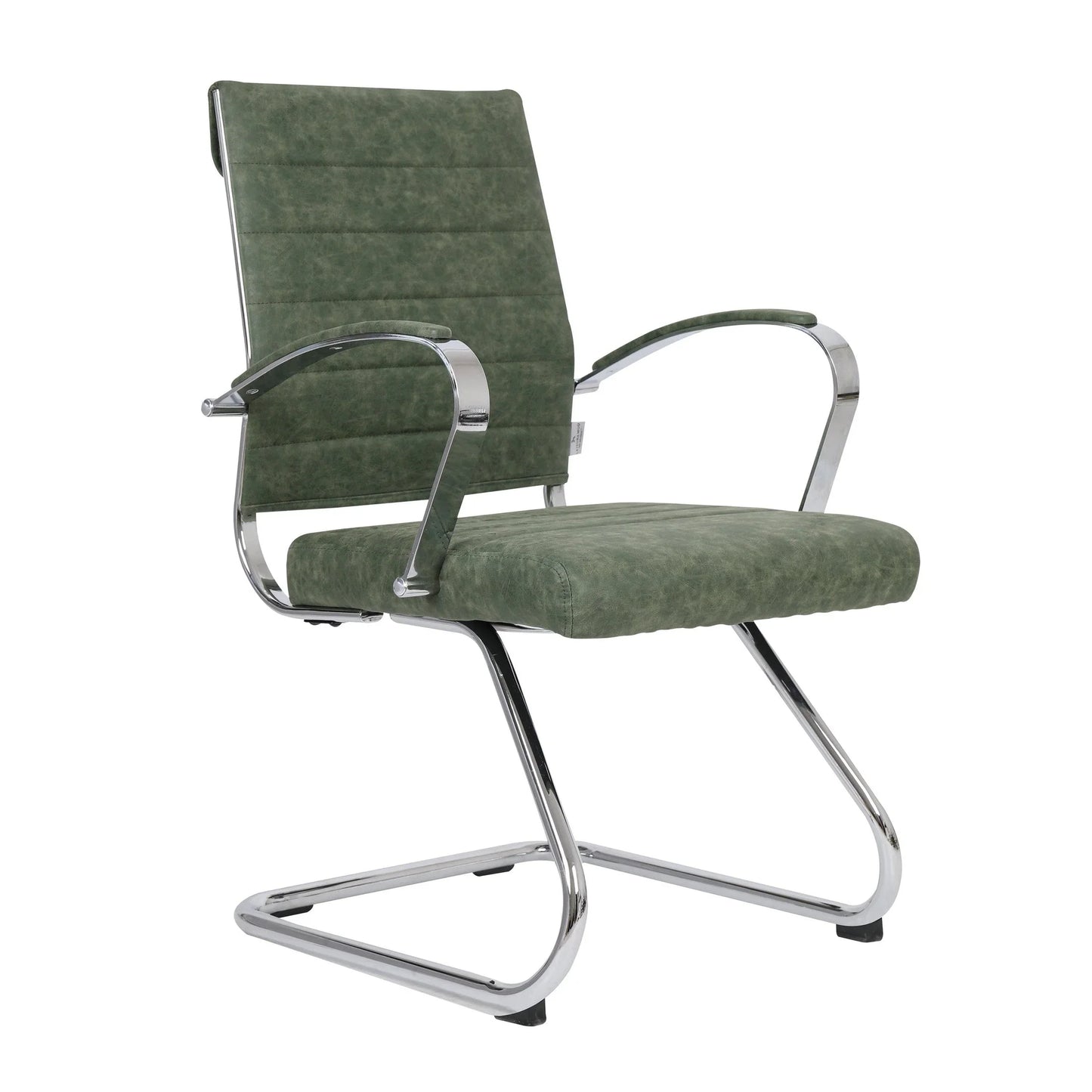 Benmar Mid-Back Office Conference Chair Upholstered in Leather with Stainless Steel Sled Base - Elax Furniture