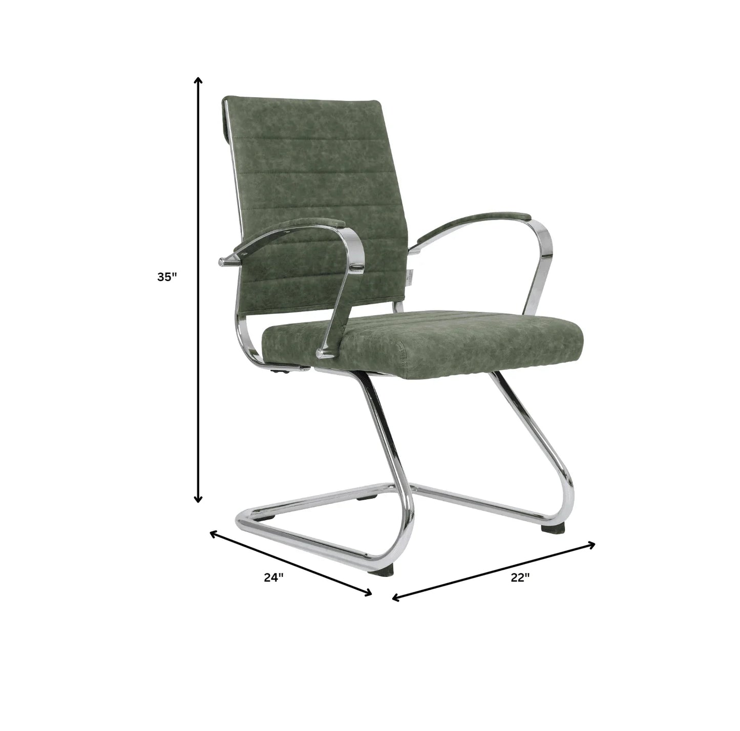 Benmar Mid-Back Office Conference Chair Upholstered in Leather with Stainless Steel Sled Base - Elax Furniture