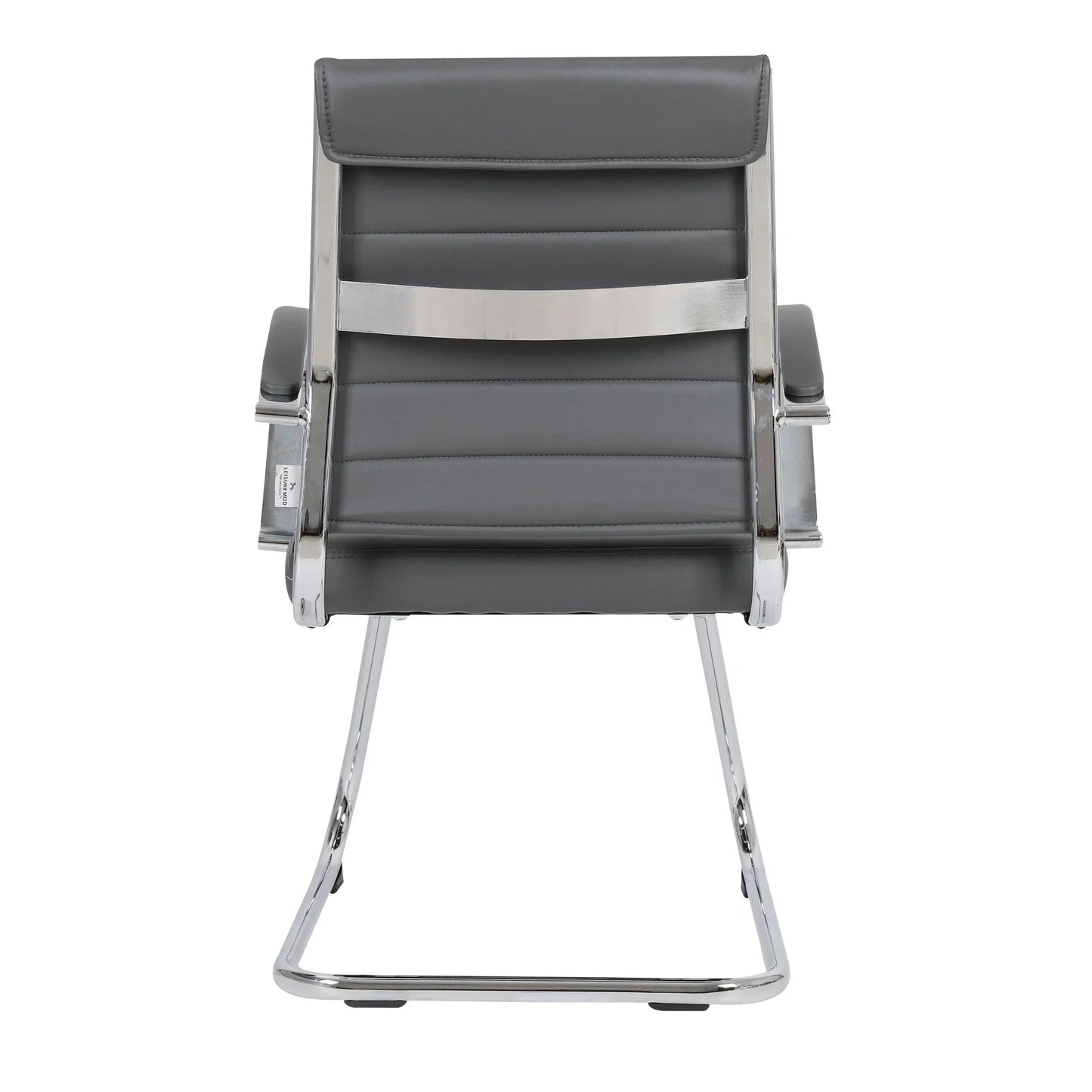 Benmar Mid-Back Office Conference Chair Upholstered in Leather with Stainless Steel Sled Base - Elax Furniture