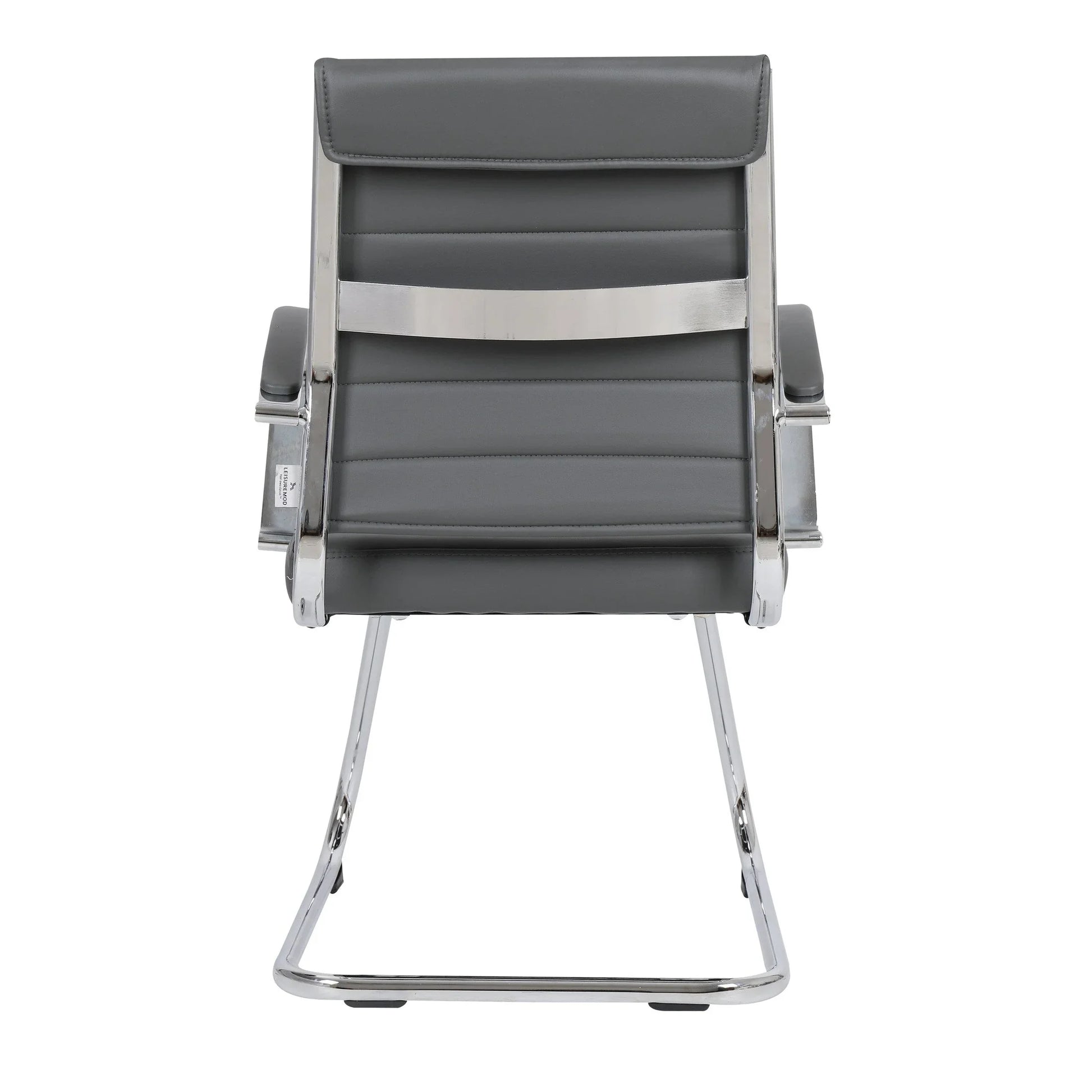Benmar Mid-Back Office Conference Chair Upholstered in Leather with Stainless Steel Sled Base - Elax Furniture