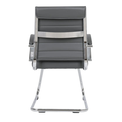Benmar Mid-Back Office Conference Chair Upholstered in Leather with Stainless Steel Sled Base - Elax Furniture
