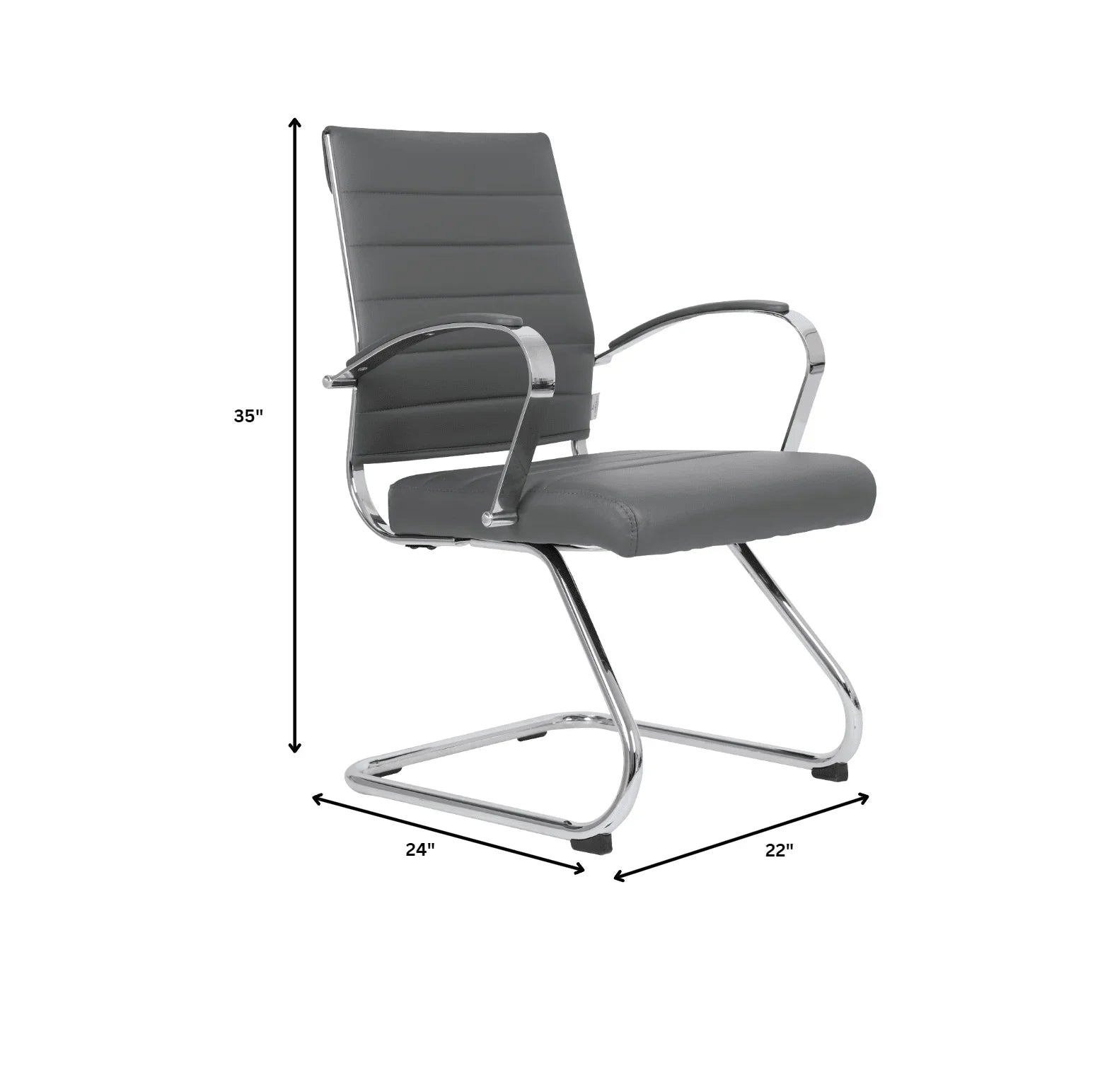 Benmar Mid-Back Office Conference Chair Upholstered in Leather with Stainless Steel Sled Base - Elax Furniture