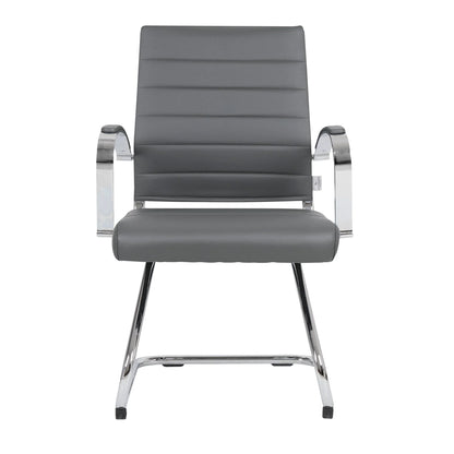 Benmar Mid-Back Office Conference Chair Upholstered in Leather with Stainless Steel Sled Base - Elax Furniture