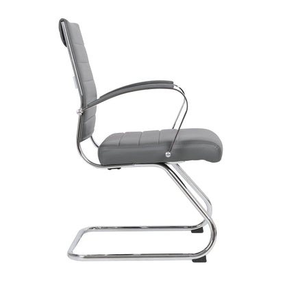 Benmar Mid-Back Office Conference Chair Upholstered in Leather with Stainless Steel Sled Base - Elax Furniture