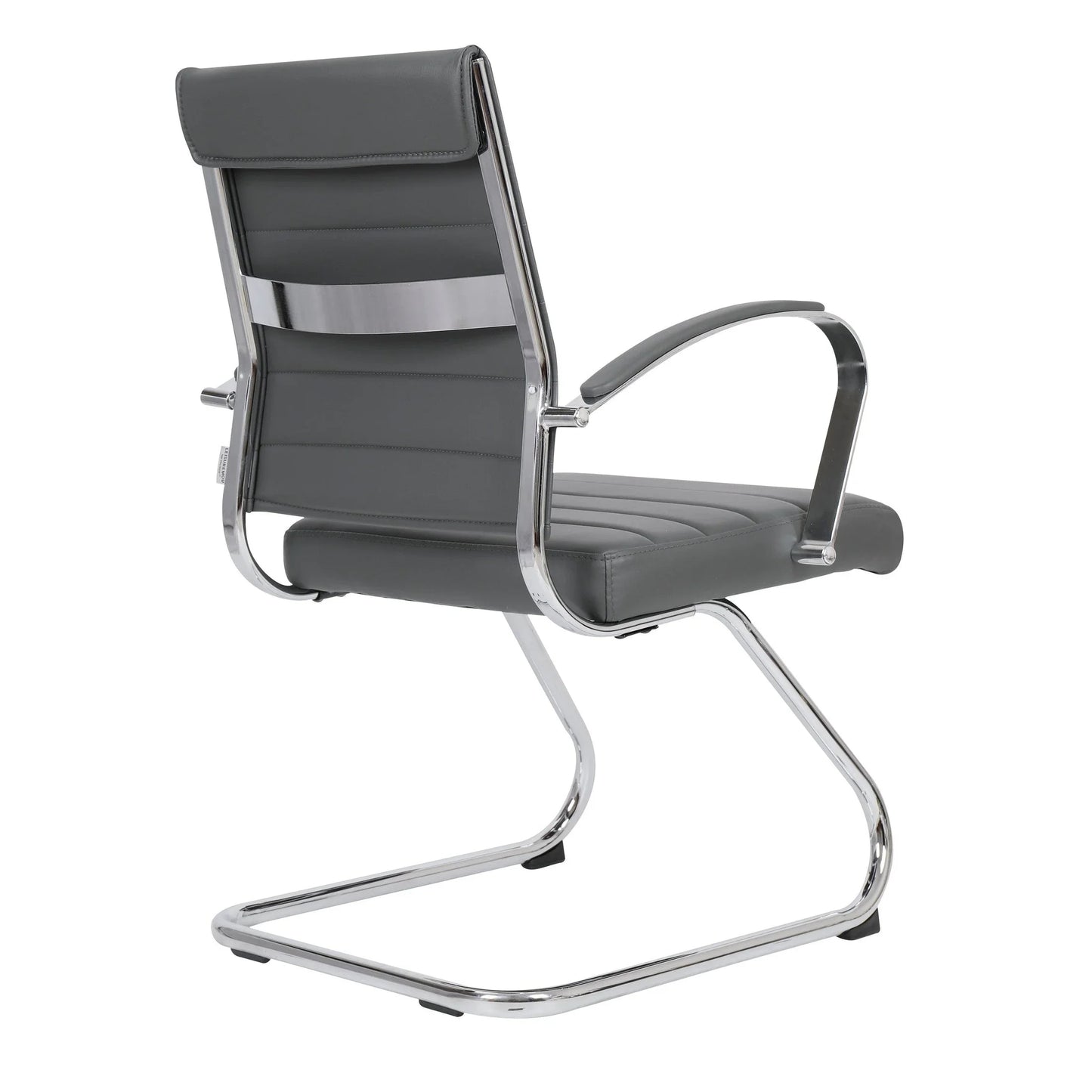 Benmar Mid-Back Office Conference Chair Upholstered in Leather with Stainless Steel Sled Base - Elax Furniture