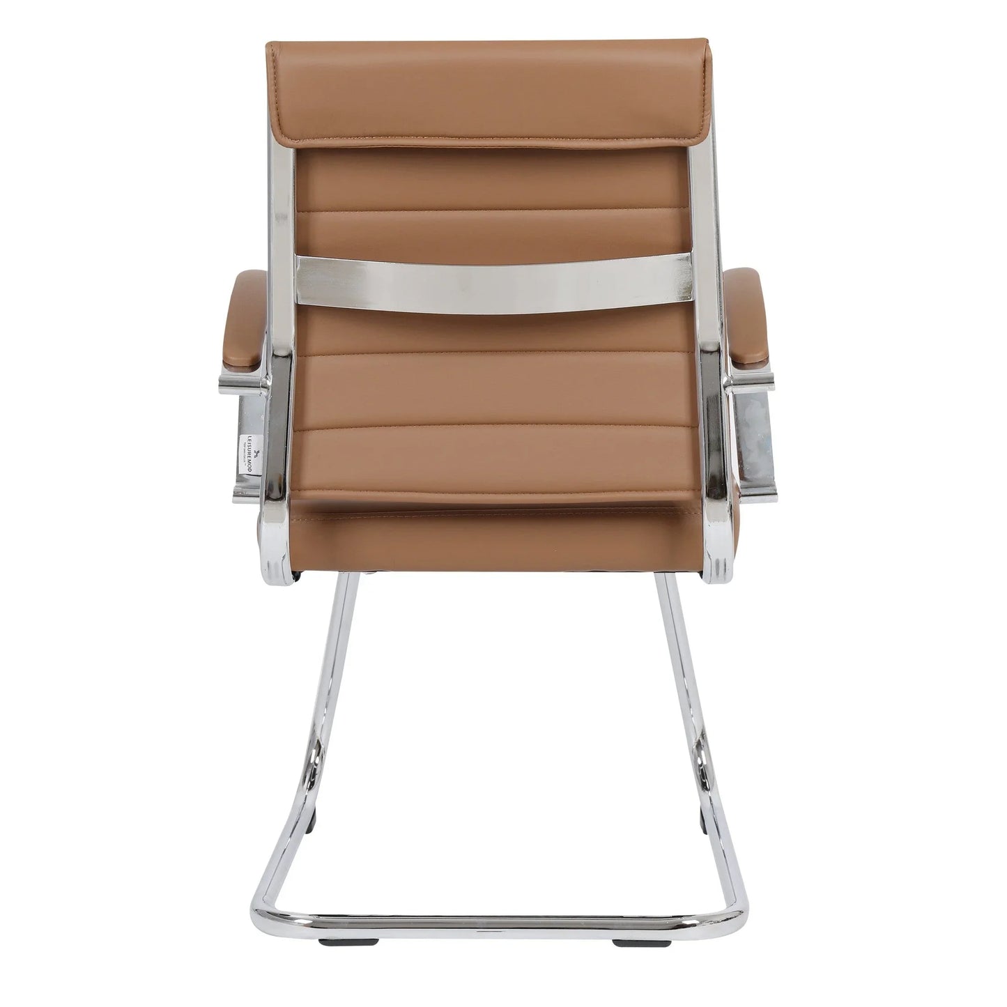 Benmar Mid-Back Office Conference Chair Upholstered in Leather with Stainless Steel Sled Base - Elax Furniture