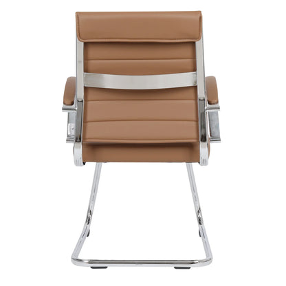 Benmar Mid-Back Office Conference Chair Upholstered in Leather with Stainless Steel Sled Base - Elax Furniture