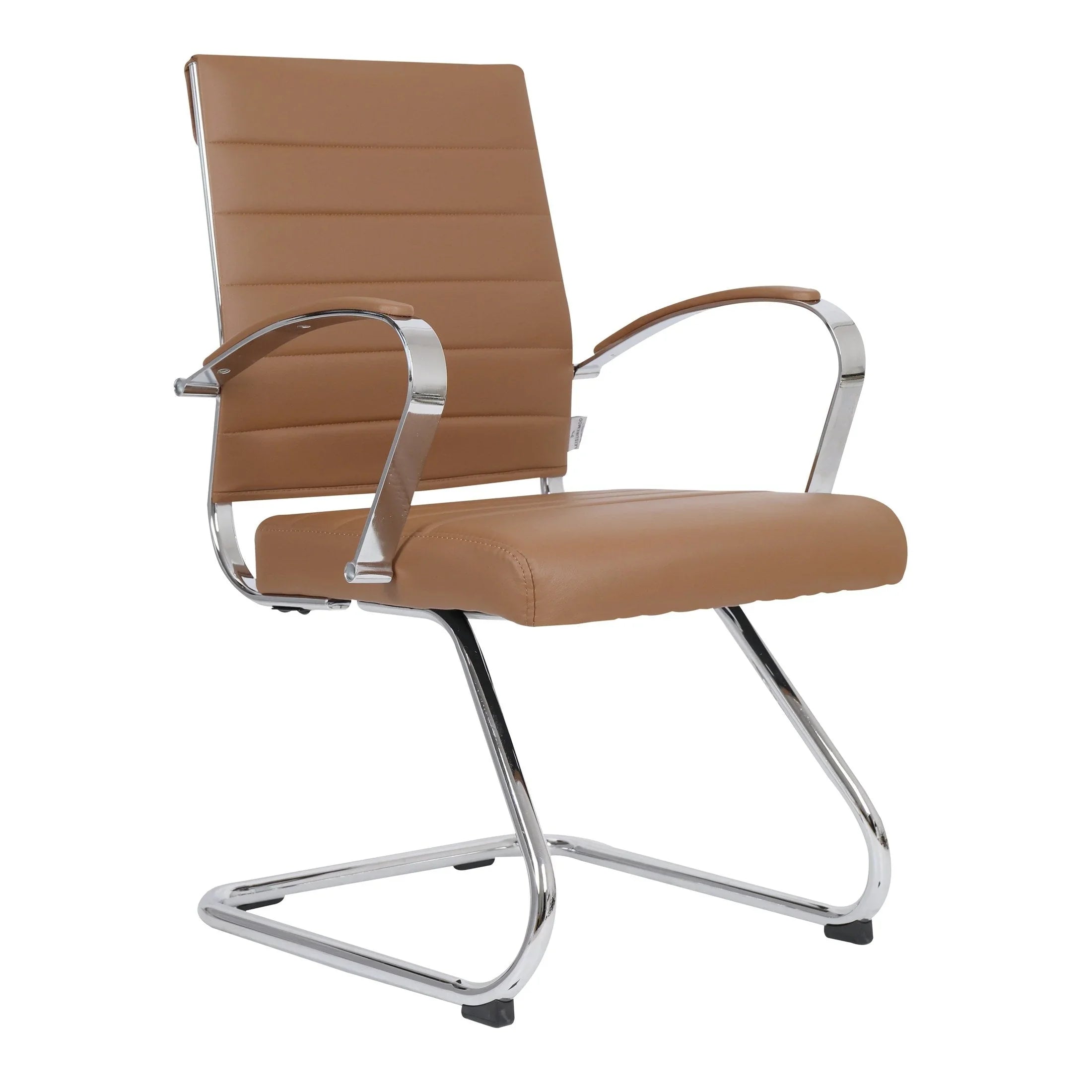 Benmar Mid-Back Office Conference Chair Upholstered in Leather with Stainless Steel Sled Base - Elax Furniture