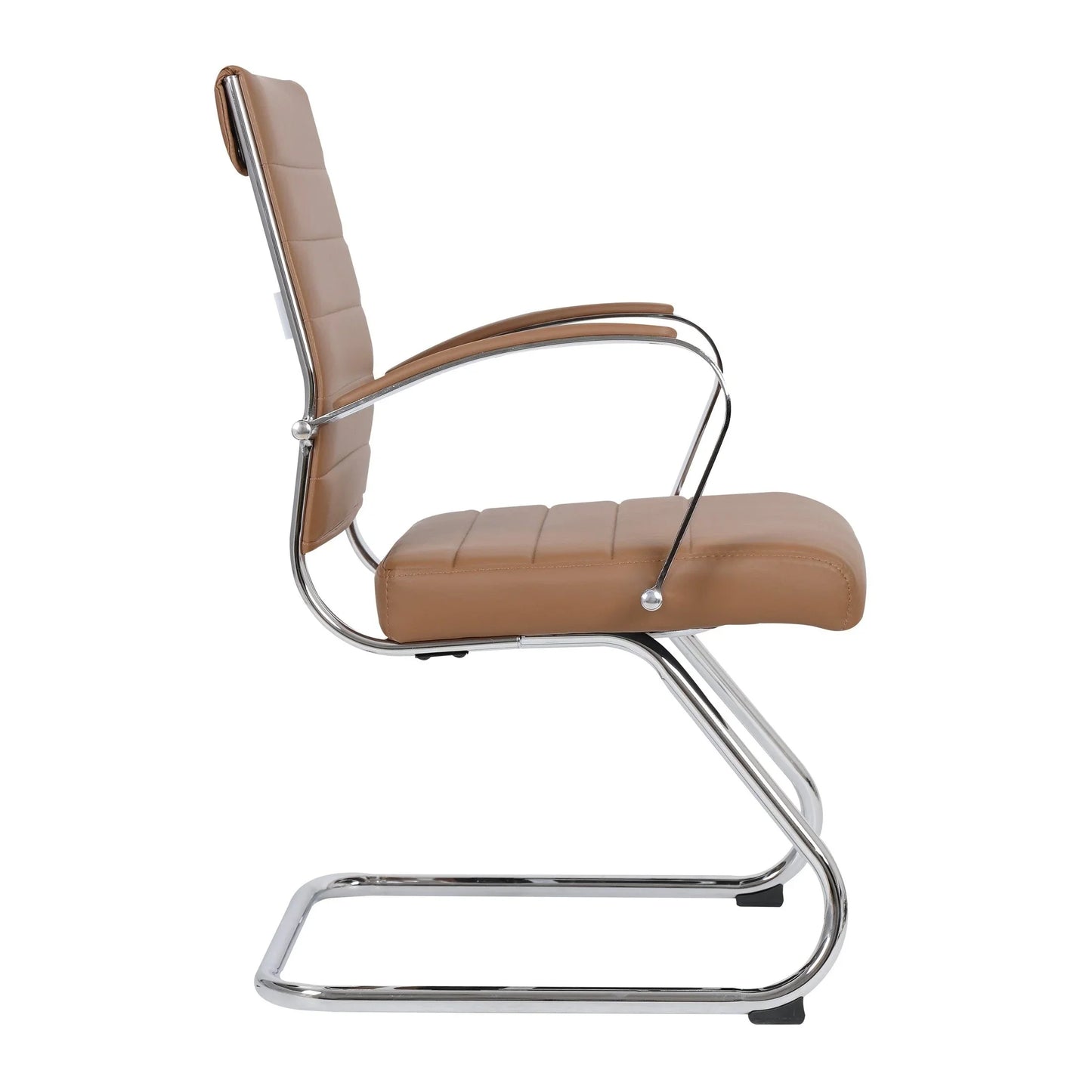 Benmar Mid-Back Office Conference Chair Upholstered in Leather with Stainless Steel Sled Base - Elax Furniture