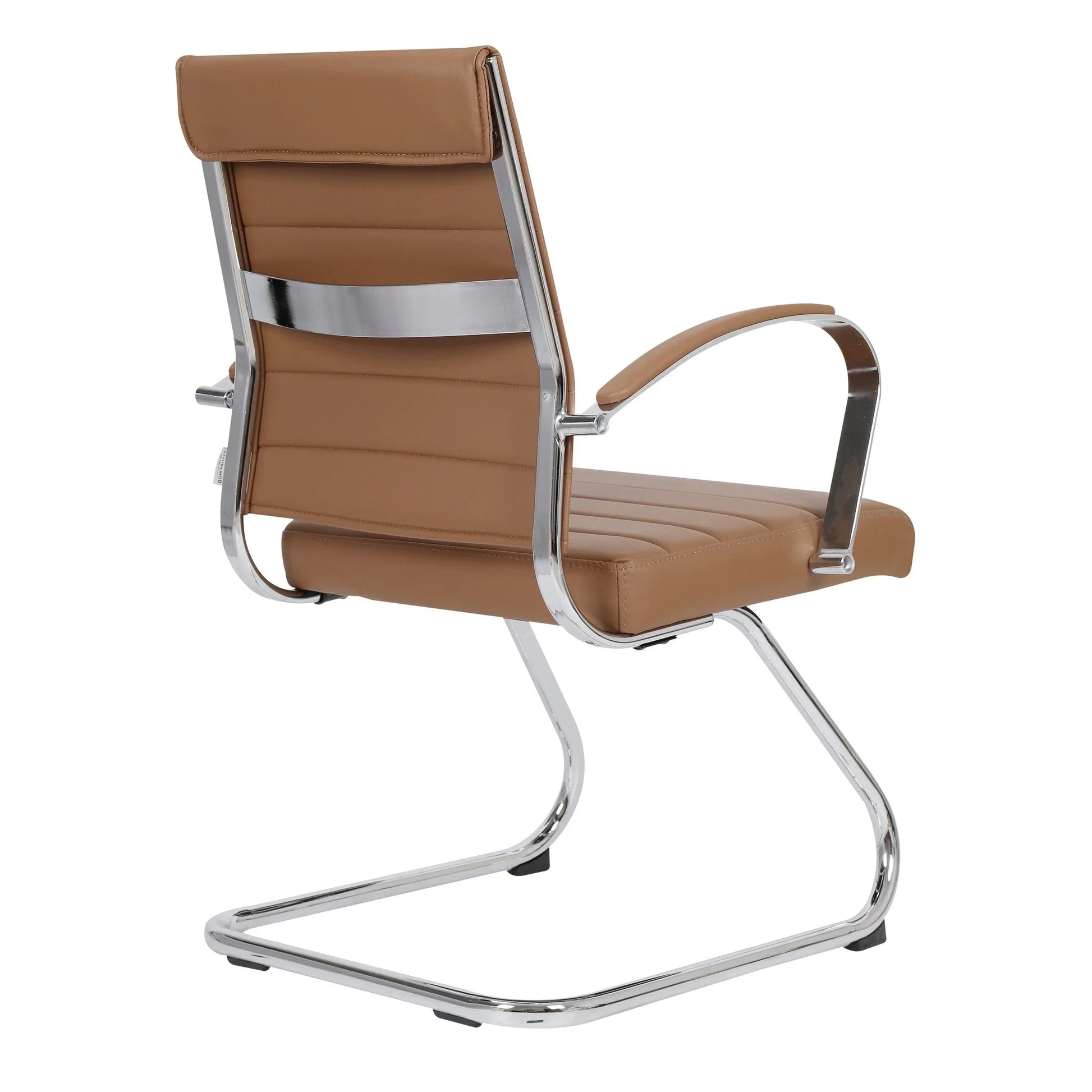 Benmar Mid-Back Office Conference Chair Upholstered in Leather with Stainless Steel Sled Base - Elax Furniture