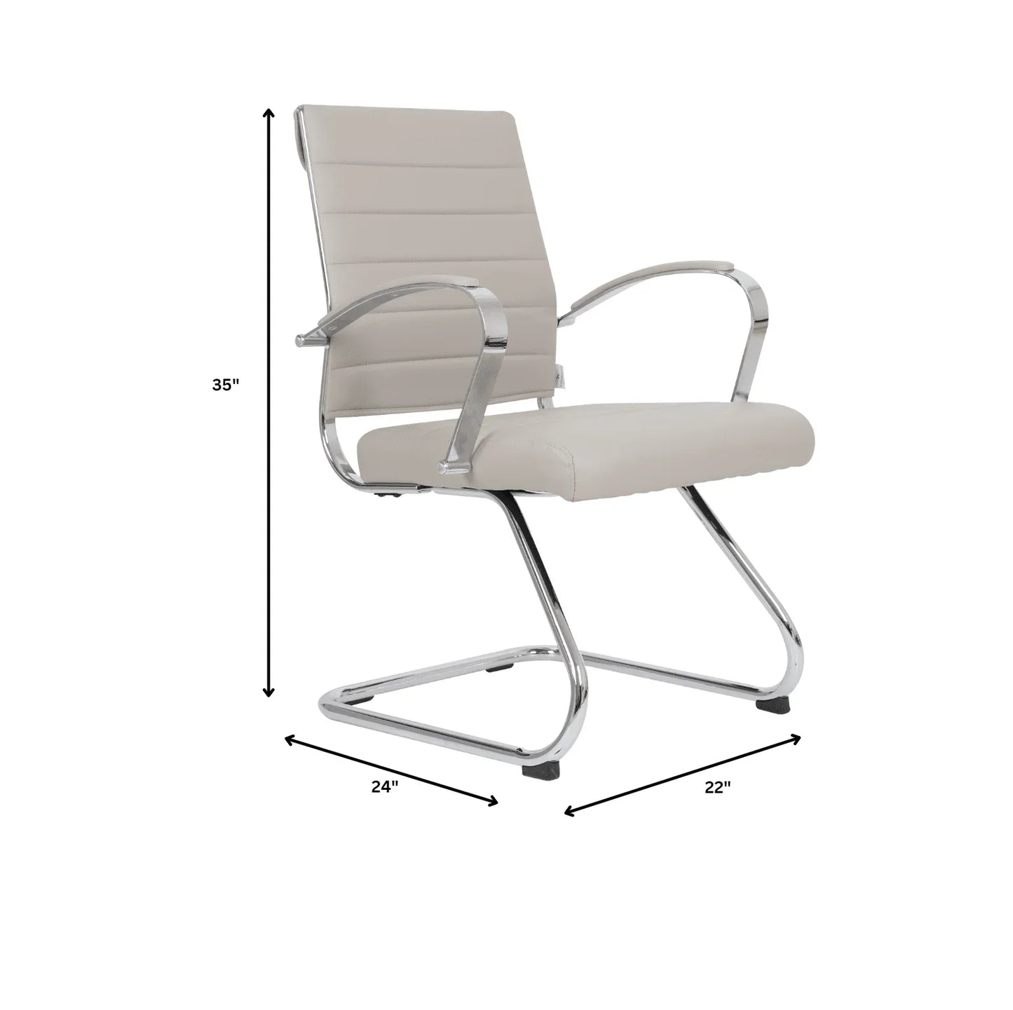 Benmar Mid-Back Office Conference Chair Upholstered in Leather with Stainless Steel Sled Base - Elax Furniture