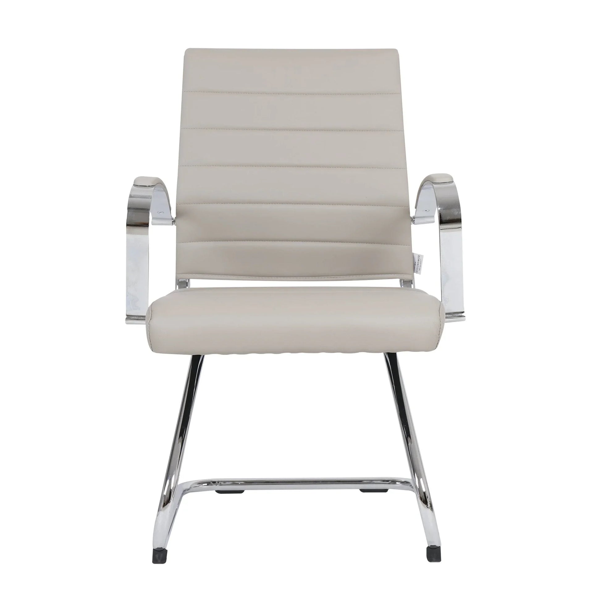 Benmar Mid-Back Office Conference Chair Upholstered in Leather with Stainless Steel Sled Base - Elax Furniture