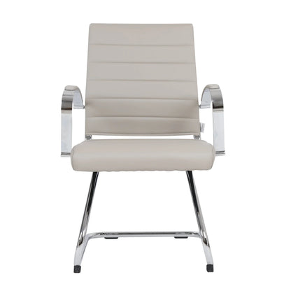 Benmar Mid-Back Office Conference Chair Upholstered in Leather with Stainless Steel Sled Base - Elax Furniture
