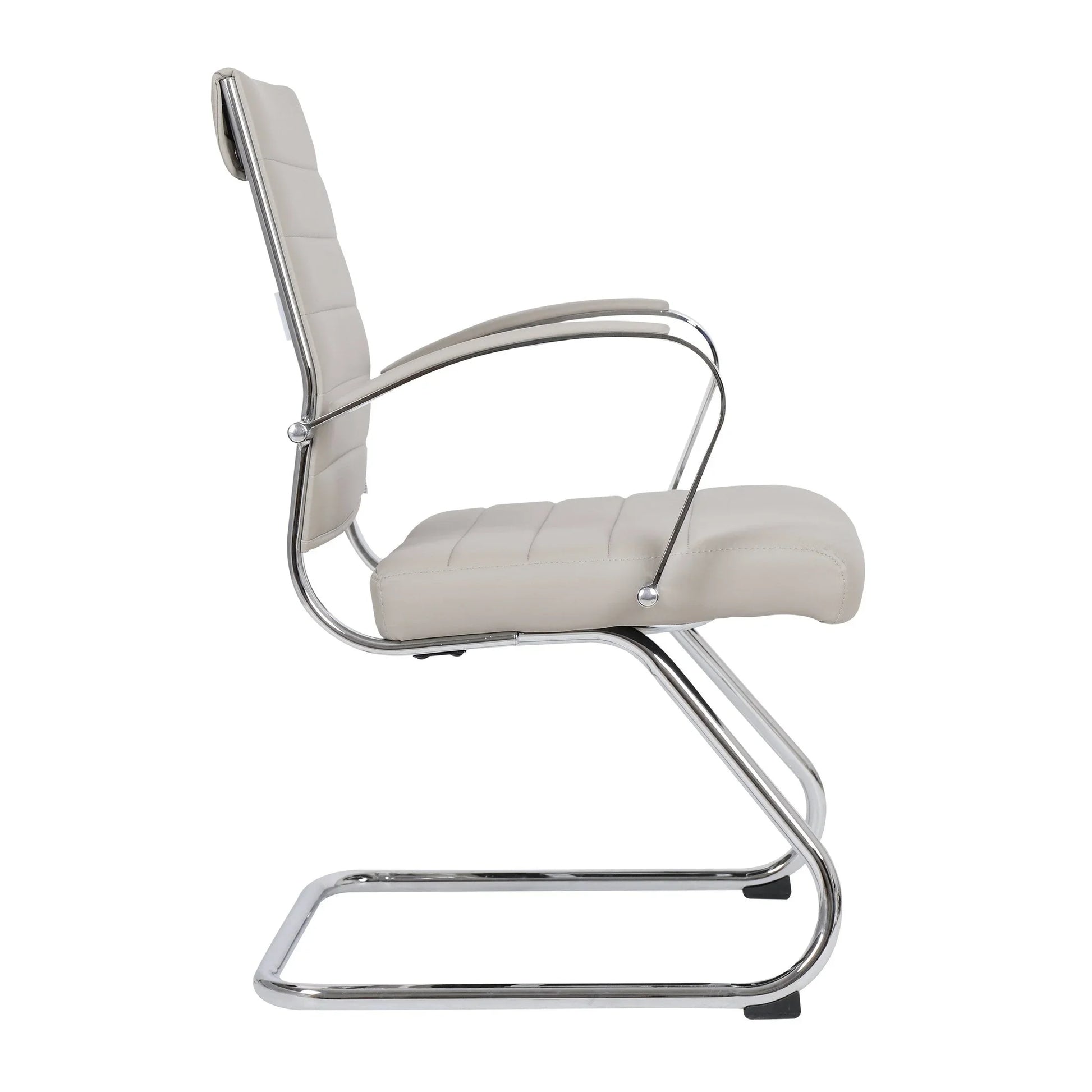 Benmar Mid-Back Office Conference Chair Upholstered in Leather with Stainless Steel Sled Base - Elax Furniture