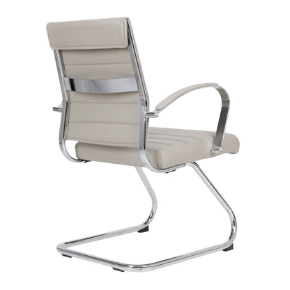 Benmar Mid-Back Office Conference Chair Upholstered in Leather with Stainless Steel Sled Base - Elax Furniture
