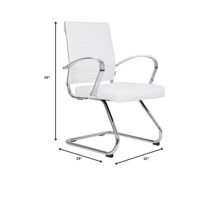Benmar Mid-Back Office Conference Chair Upholstered in Leather with Stainless Steel Sled Base - Elax Furniture