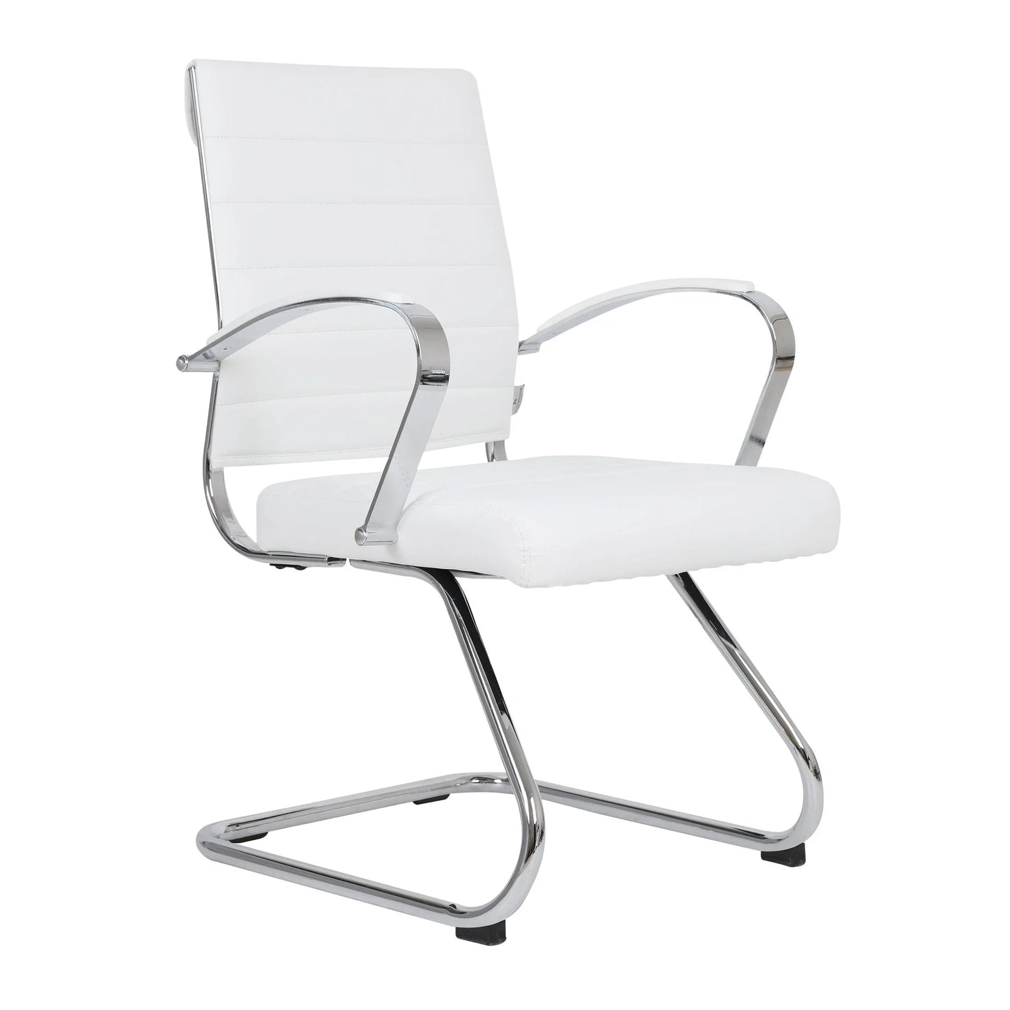 Benmar Mid-Back Office Conference Chair Upholstered in Leather with Stainless Steel Sled Base - Elax Furniture