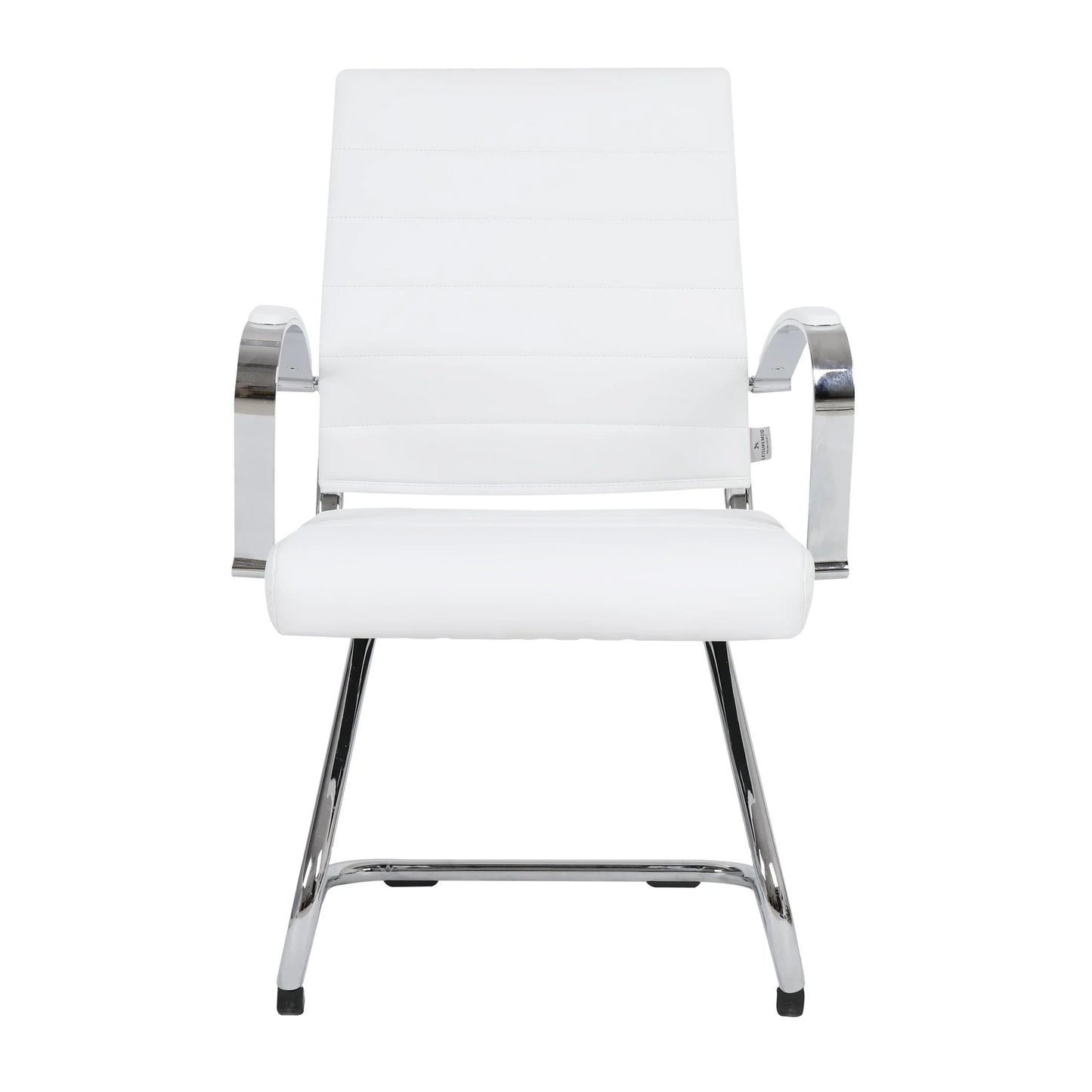 Benmar Mid-Back Office Conference Chair Upholstered in Leather with Stainless Steel Sled Base - Elax Furniture