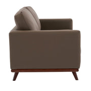 Birch Wood Base Leather/Mesh Loveseat - Chester Collection Leather Taupe Sofa Leisuremod