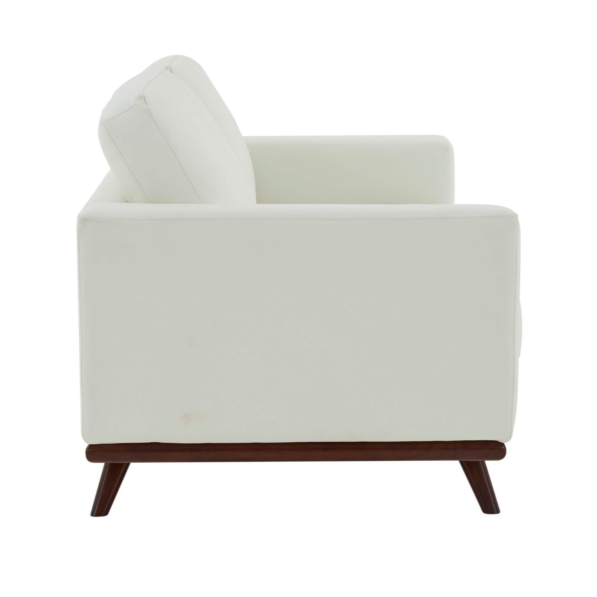 Birch Wood Base Leather/Mesh Loveseat - Chester Collection Leather White Sofa Leisuremod