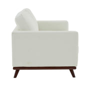 Birch Wood Base Leather/Mesh Loveseat - Chester Collection Leather White Sofa Leisuremod