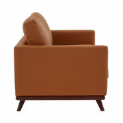 Birch Wood Base Leather/Mesh Loveseat - Chester Collection Leather Cognac Tan Sofa Leisuremod