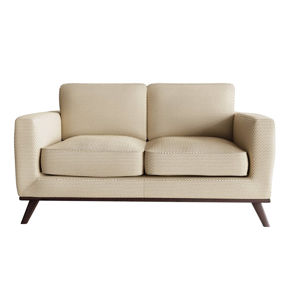 Birch Wood Base Leather/Mesh Loveseat - Chester Collection Mesh Beige Sofa Leisuremod