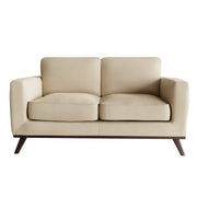 Birch Wood Base Leather/Mesh Loveseat - Chester Collection Mesh Beige Sofa Leisuremod