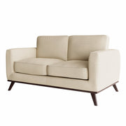 Birch Wood Base Leather/Mesh Loveseat - Chester Collection Mesh Beige Sofa Leisuremod