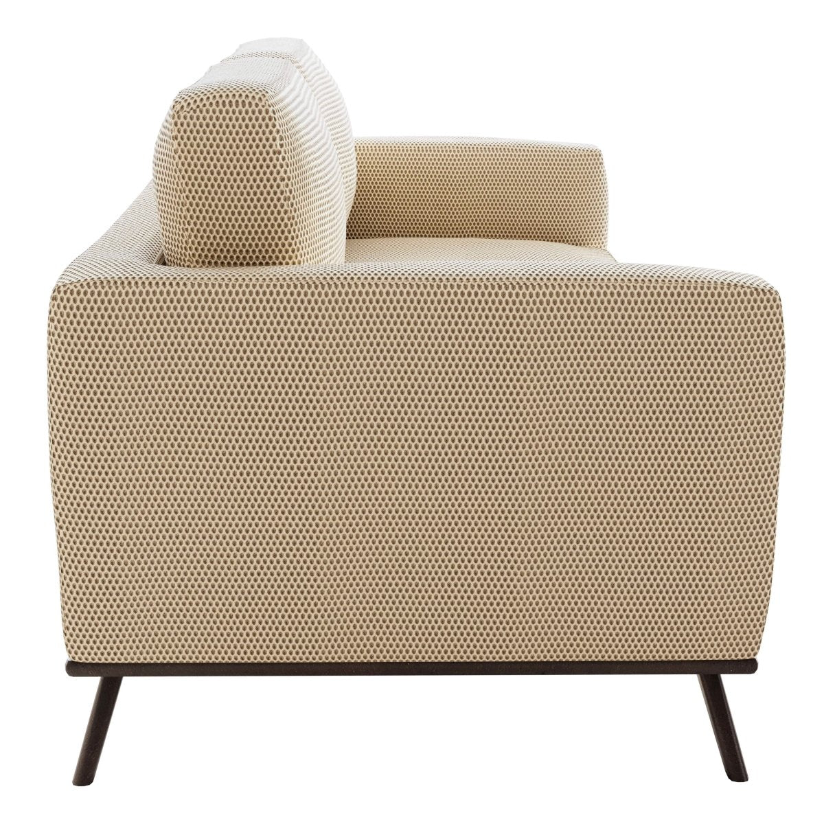 Birch Wood Base Leather/Mesh Loveseat - Chester Collection Mesh Beige Sofa Leisuremod