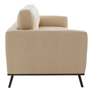 Birch Wood Base Leather/Mesh Loveseat - Chester Collection Mesh Beige Sofa Leisuremod