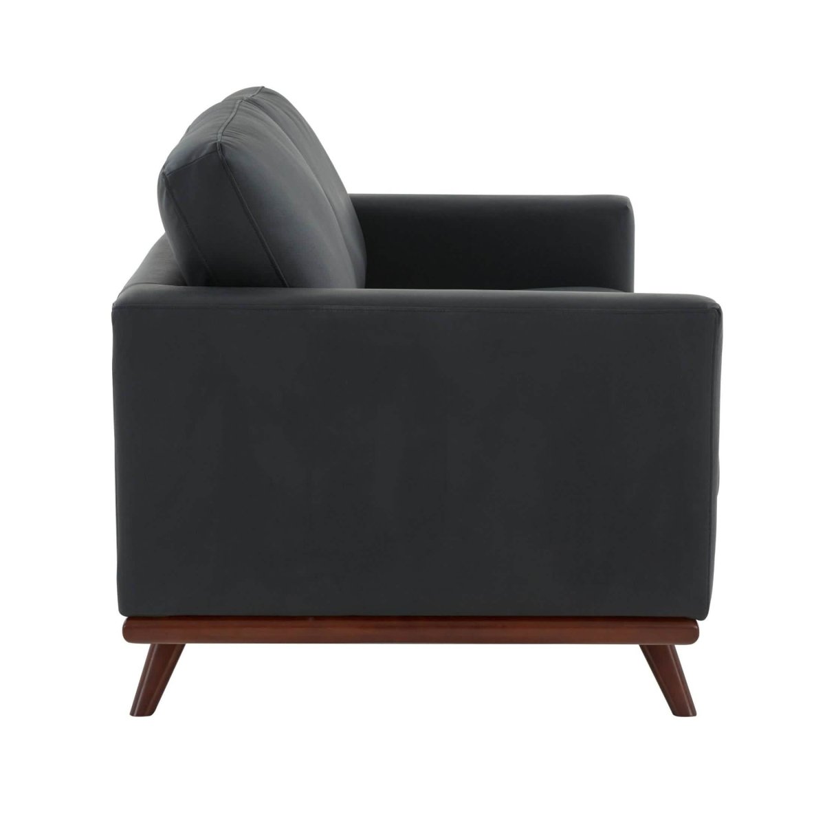 Birch Wood Base Leather/Mesh Loveseat - Chester Collection Leather Black Sofa Leisuremod