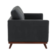 Birch Wood Base Leather/Mesh Loveseat - Chester Collection Leather Black Sofa Leisuremod