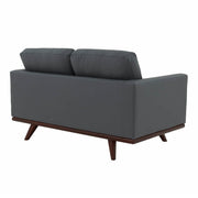 Birch Wood Base Leather/Mesh Loveseat - Chester Collection Leather Grey Sofa Leisuremod