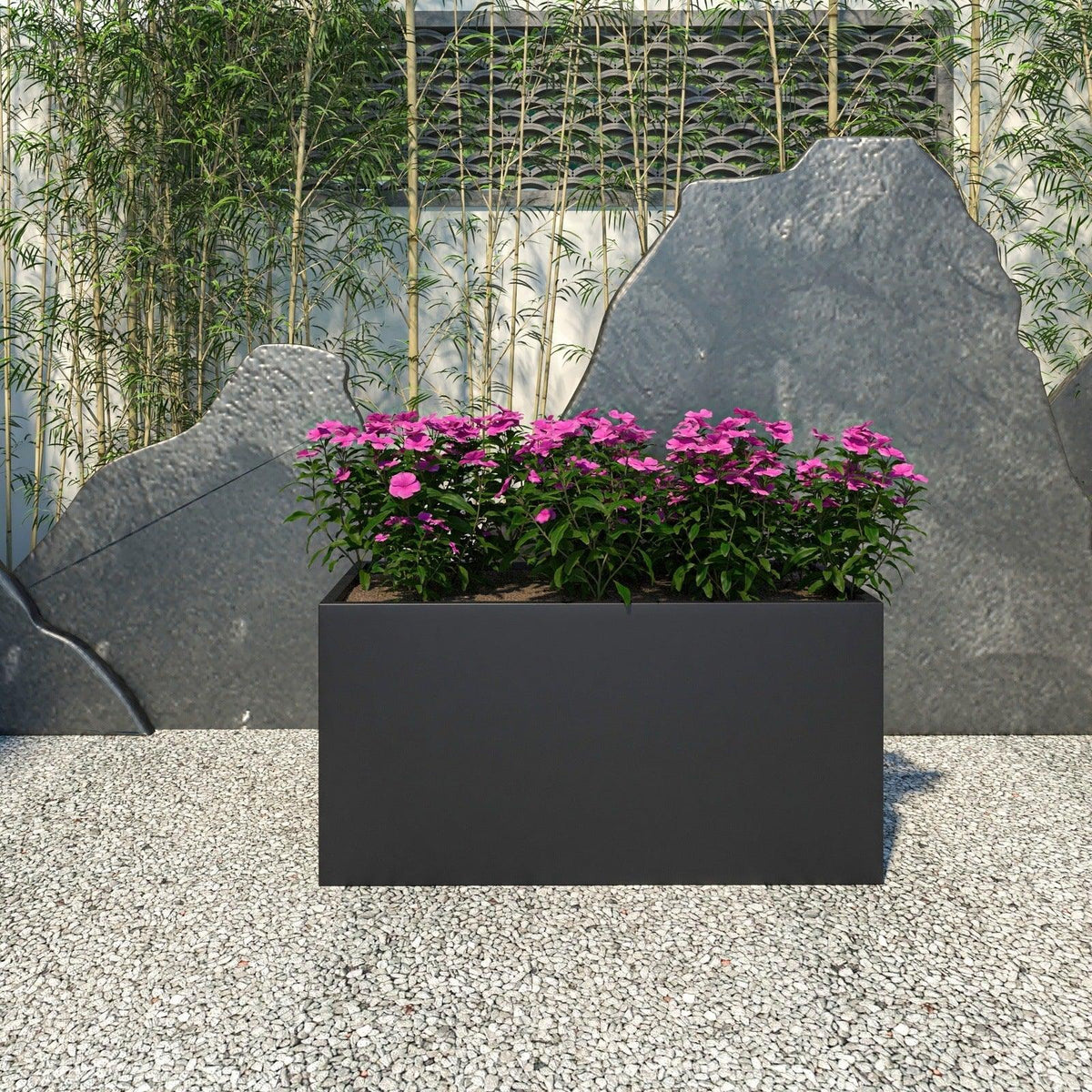 Bloom Mid-Century Modern Rectangular Fiberstone and MGO Clay Planter for Indoor and Outdoor - Elax Furniture