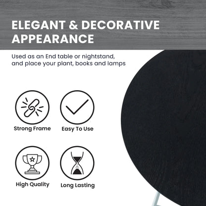 Rossmore Round Side Table with MDF Wood Tabletop in White Steel - Elax Furniture