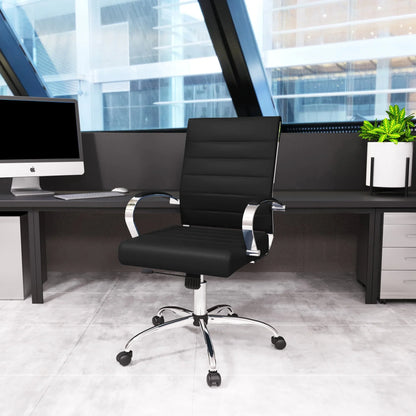 Benmar Mid-Back Leather Office Conference Chair Adjustable Height, Swivel, and Tilt - Elax Furniture