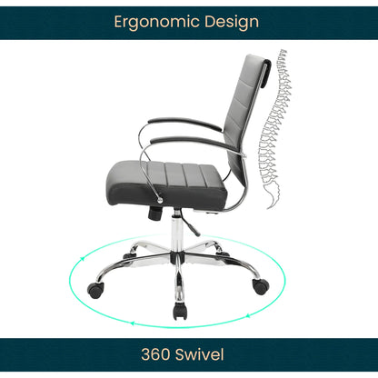 Benmar Mid-Back Leather Office Conference Chair Adjustable Height, Swivel, and Tilt - Elax Furniture