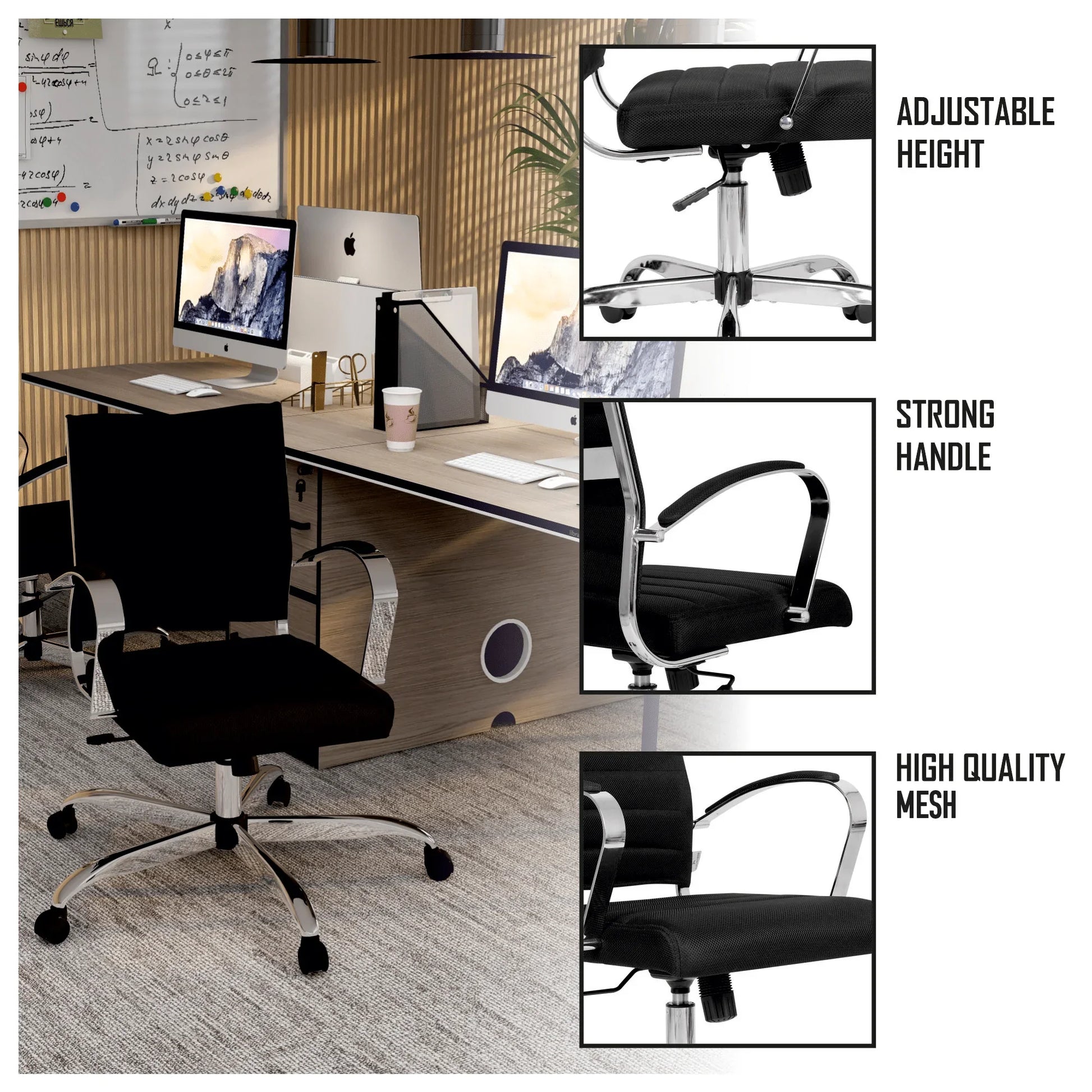 Benmar Mid-Back Mesh Adjustable Office Conference Chair - Elax Furniture